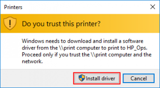 Accept the driver prompt